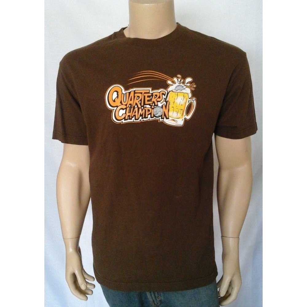 QUARTERS CHAMPION T Shirt Beer Drinking Game Adult Large